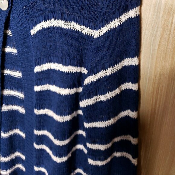 Marc New York Textured Blue White Stripe Cardigan - Picture 4 of 7